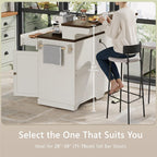 53.2" Two-Tier Kitchen Island with Power Outlet, Rustic White | Rolling Bar Cabinet with Storage, 4 Door Shelves, Adjustable Shelves, 3 Drawers for Kitchen