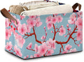 Cherry Blossoms Collapsible Storage Box,Japanese Organizer Bin with Handles for Room Decoration,Bins Book Basket Box 17x11.5x10Inch