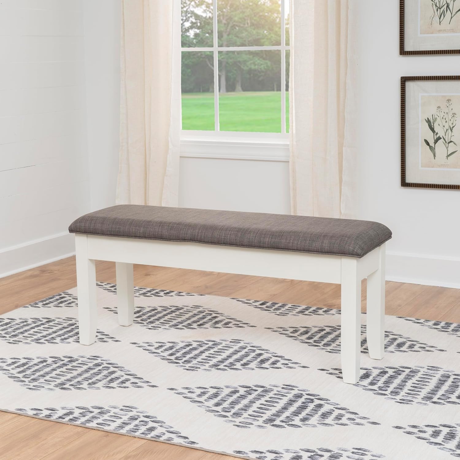 Powell Furniture Jane Storage, Antique White Dining Bench,