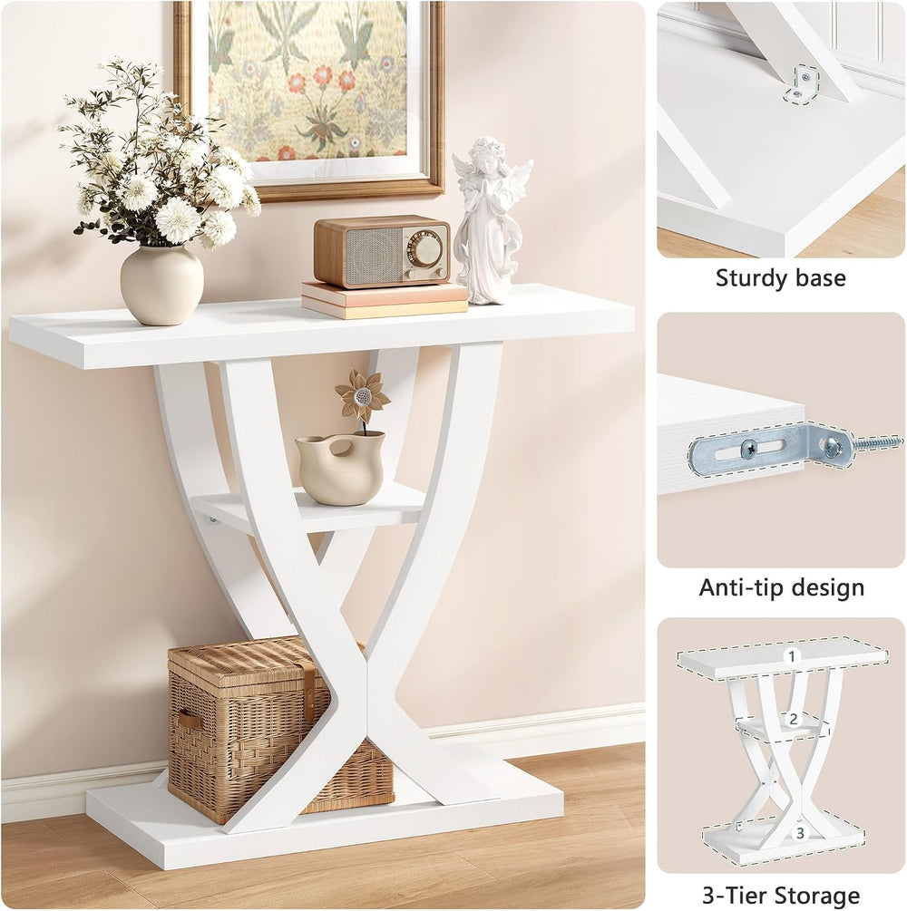 FAVOOSTY 39.4" Entryway Table, 3 Tier Hallway Table, Console Tables for ...