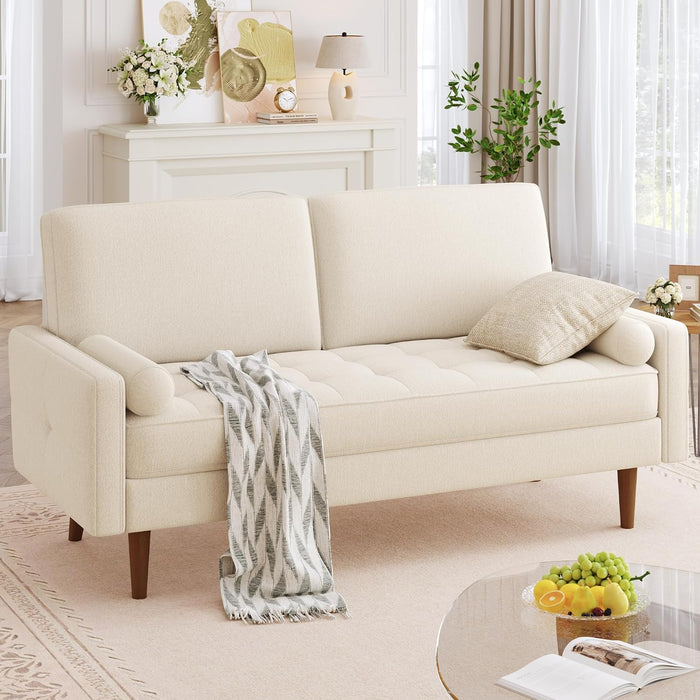HIFIT 57" Loveseat Sofa Couch, Modern Chenille Couch for Living Room, Beige