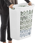 3-Pack of White Heavy-Duty Plastic Laundry Baskets (1.8 Bushels). Large Capacity rectangular Design with Reinforced Handles, Suitable for Household, Dormitory, and Bedroom