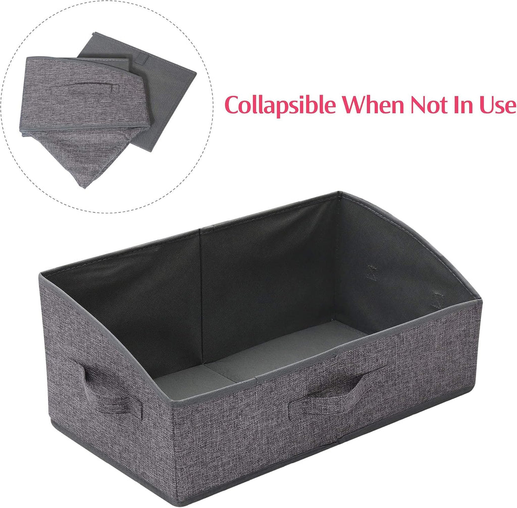 TENABORT 6 Pack Trapezoid Large Foldable Closet Storage Bins with Handle, Fabric Storage Organizer Cube Colth Containers Linen Box Shelf Baskets for Clothes Clothing Shelves Wardrobe