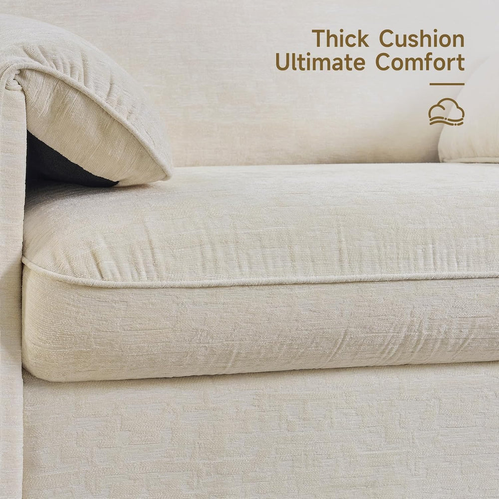 ONBRILL Oversized Accent Chair, 41 Inch Chenille Fabric Armchair, Beige | Com...