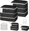Comforter Storage Bag - Large Capacity Blanket Storage Bags 3-Layer Ultra Space Saving Self Compression Organizer, Washable Compression Bags for Storage Comforter Blanket, 2-Pack, Black