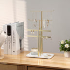 pickpiff Jewelry Stand Organizer Necklace Holder- 14.5" Sturdy Earring and Bracelet Display Hanger, Mirrored Gold, Aesthetic Room Decor