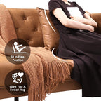 HIFIT 79" W Brown Faux Leather Sofa Couch with 2 Pillows, 3 Seater Couches for Living Room, Handmade Button Tufted Cushions and Metal Legs, Modern Leather Sofa for Apartment, Office