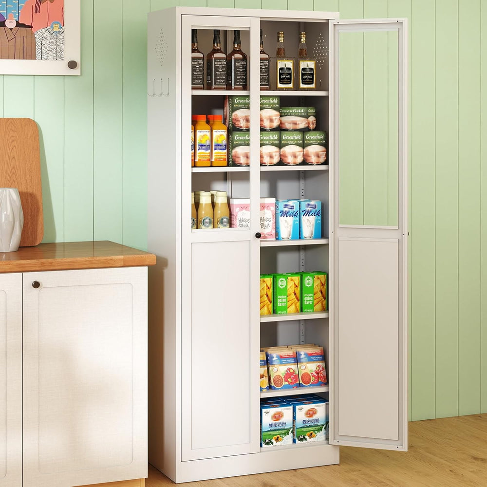 Kitchen Pantry Cabinet, 72" Tall Farmhouse Storage Cabinet, Kitchen Stor...