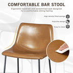 LEMBERI 26 inch Bar Stools Set of 3, Modern Counter Height Bar Stools, Faux Leather Barstool with Back and Metal Leg, Armless Bar Chairs for Kitchen Island (Whisky, 3pcs 26")