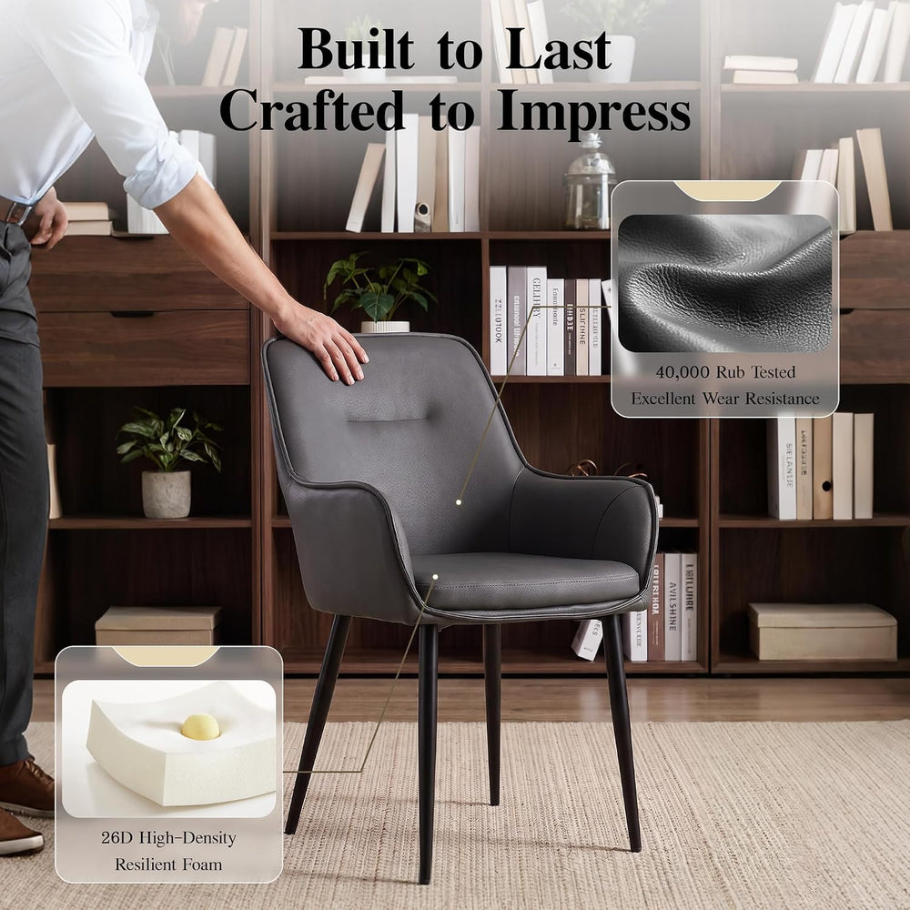 TUKAILAi Dining Chairs Set of 2, Faux Leather Dining Chairs with Arms, Uphols...