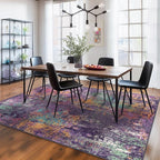 Washable Area Rugs 5'x7' Non-Slip Modern Abstract Soft for Living Room Entryway Bedroom Nursery, Print Pattern, Purple Orange Blue Green Rust Red Colorful