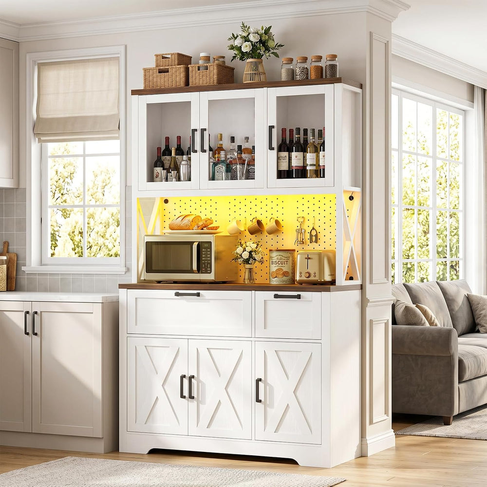 Unikito 71" Tall Pantry Cabinet, Kitchen Pantry Storage Cabinet with Cha...
