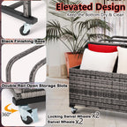Poolside Float Storage Organizer,Pool Toy Storage Holder with Wicker Basket Outdoor Pool Float Holder Rack Rolling Poolside Caddy Cart Raft Rack for Pool Noodle Equipment Mixed Grey