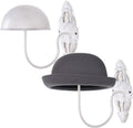 MyGift Hat Display Wall Mount,Set of 2 Wall-Mounted Black Metal Hat & Wig Display Racks (White)