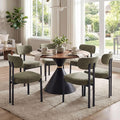 LukeAlon Chenille Dining Chairs Set of 6, Modern Upholstered Armless Kitchen Chairs with Black Metal Legs Curved Back Dining Room Chairs Reception Chair for Living Room Office, Green