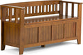 SIMPLIHOME Acadian Entryway Storage Bench - 48 inch Wide Solid Wood Hallway Seat in Light Avalon Brown, Transitional Bench for Entryway or Living Room with Lift-Up Lid and Spacious Storage