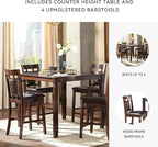 Signature Design by Ashley Bennox 5 Piece Counter Height Dining Set, Includes Table & 4 Barstools, Brown