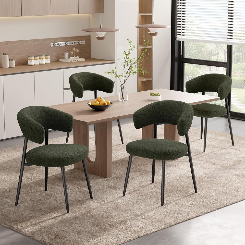 Dining Chairs Set of 2, Mid Century Modern Kitchen Chairs, Boucle Upholstered...