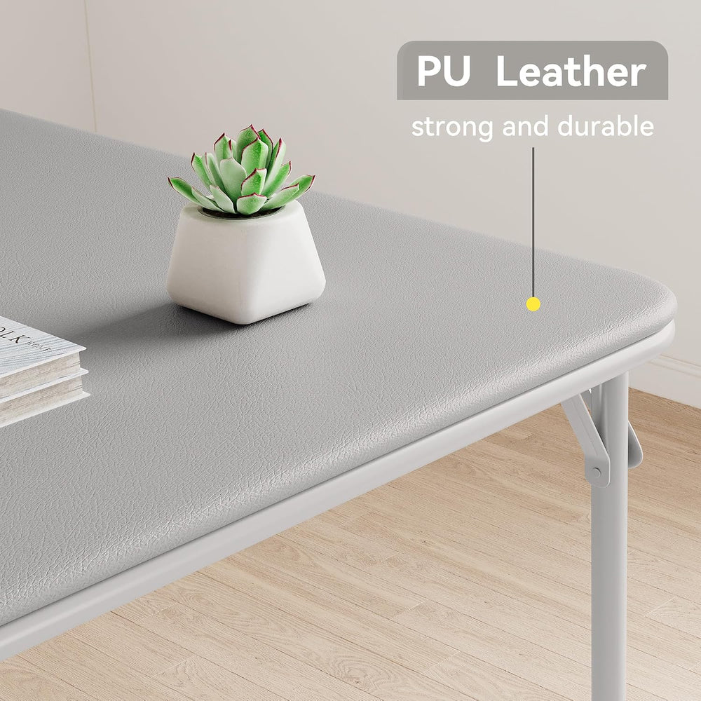 Folding Card Table, 34 Inch Square Folding Table, PU Padded Tabletop with Col...