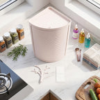 Countertop Corner Storage Cabinet, 360 Degree Rotating Dust Proof PP Storage Rack with Wall Mountable Design, for Bathroom Kitchen Cosmetic Organizer
