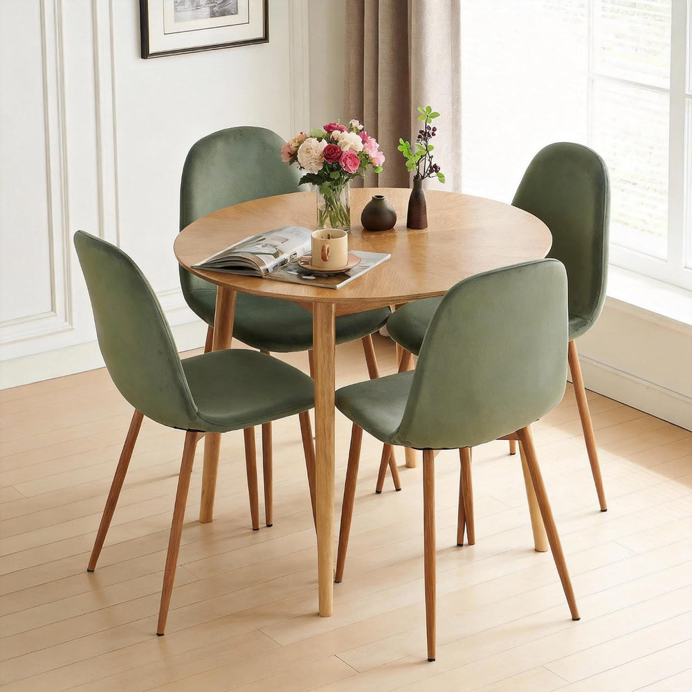 Small Dining Table Set for 4, Modern Round Dining Table with 4 Velvet Dining ...