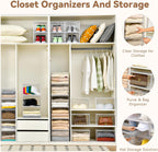 Closet Organizers and Storage, Acrylic Clear Plastic Storage Bins with Magnetic Door, 8 Pack Storage Containers for Clothes Home Organization Purse Bag Cabinet Display Closet Organizer System