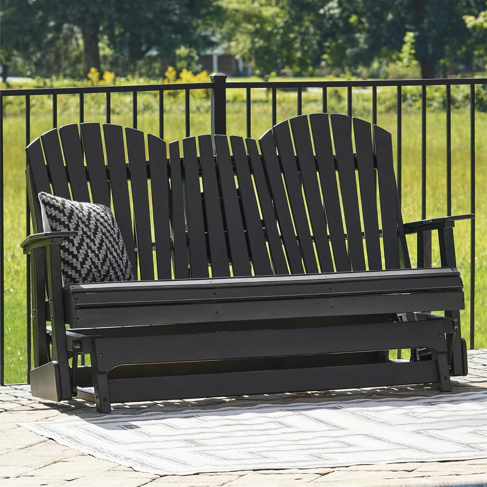 Signature Design by Ashley Hyland Wave HDPE Patio Glider Loveseat, Black
