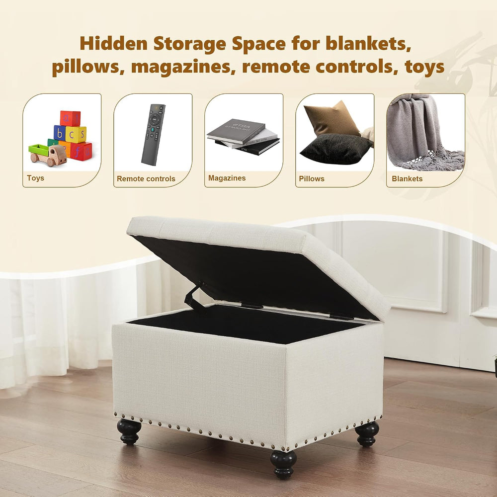 Zihanhome Small Storage Ottoman, Tufted Ottoman Foot Rest, Foot Stools, 24&qu...