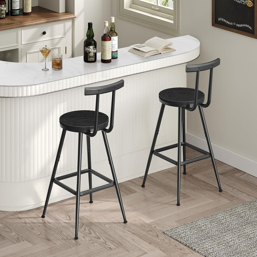 MAHANCRIS Bar Stools, Set of 2 Bar Chairs with Backrest and Footrest, 26&quot...