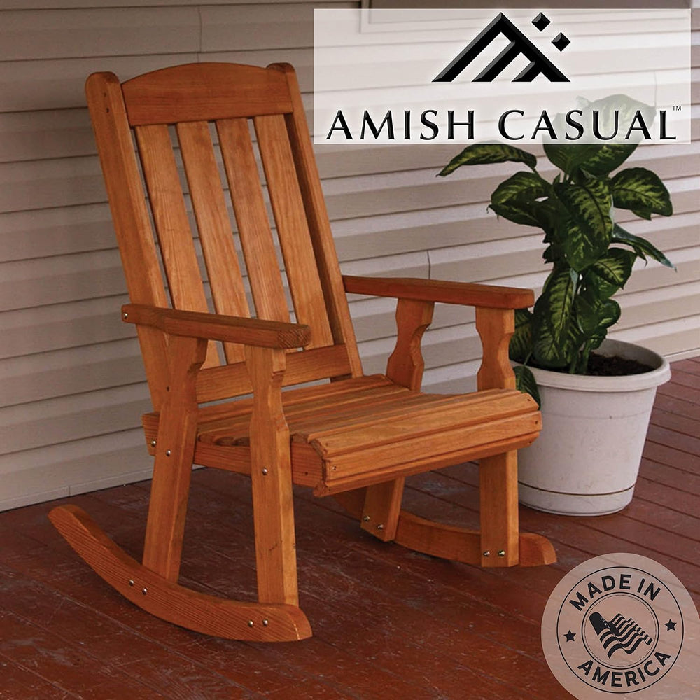 Amish Heavy Duty Mission Pressure Treated Outdoor Rocking Chair (Cedar Stain)...