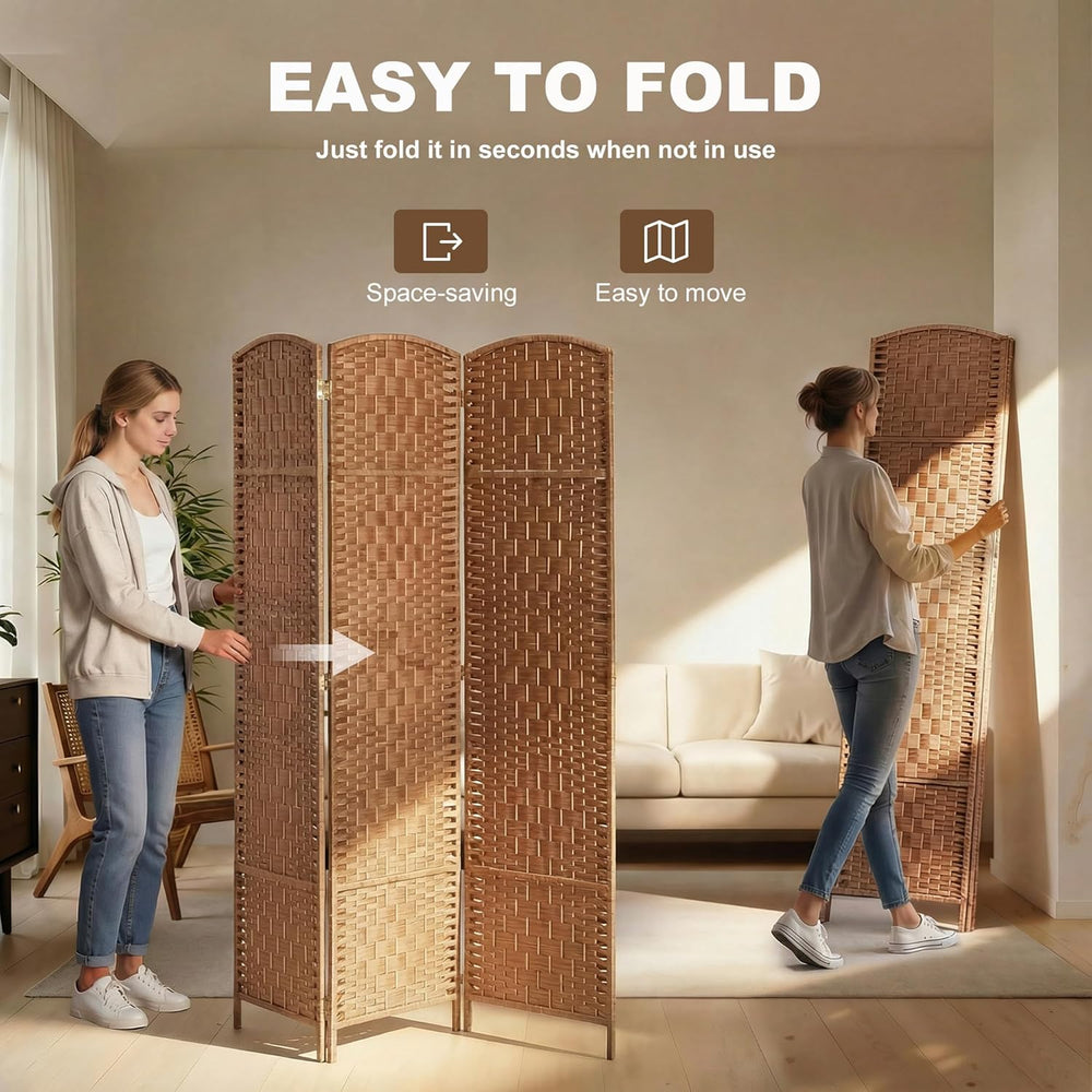 HOMCOM Room Divider 3-Panel, 6FT-Tall Folding Privacy Screen, Natural