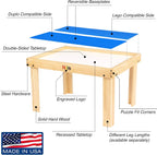 NILO Kids Activity Table Set with 2 Compatible with/Replacement for Detachable Double-Sided Baseplates/Boards/Mats Lego Duplo (N34 Play Table Without Holes, 24x32x20 and 2X Blue Base Plates 12x32)