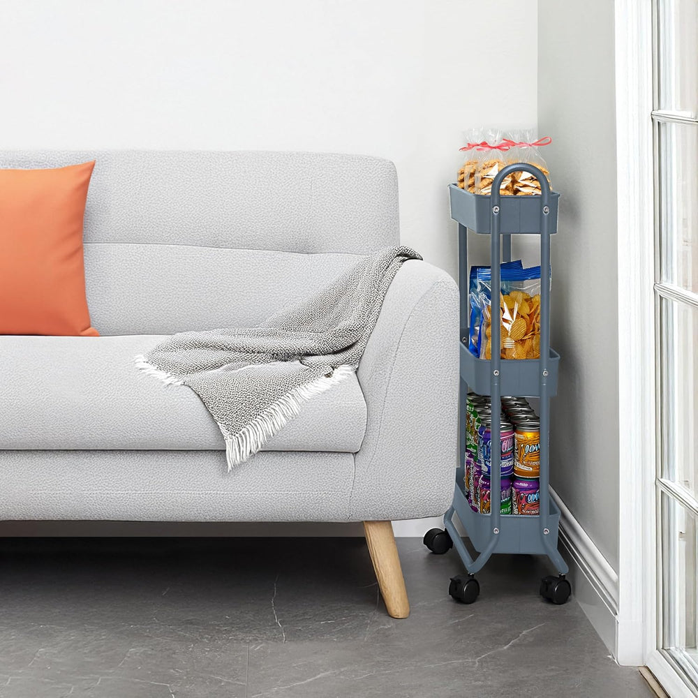 SunnyPoint Slim Rolling Storage Cart, 3 Tier Bathroom Storage Organizer Bathr...