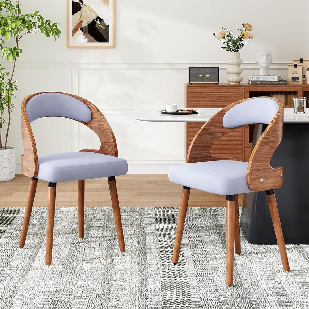 Farini Wood Dining Chairs, Set of 4 Modern Upholstered Dining Chairs with Cur...