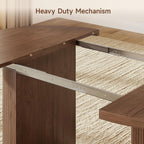 ONBRILL 41-78 Inch Extendable Dining Table for 4-8, Fluted Expandable Kitchen Table with Storage, 2 Leaf, Mid Century Modern Oval Dinner Tables for Dining Room, Kitchen, Living Room, Walnut
