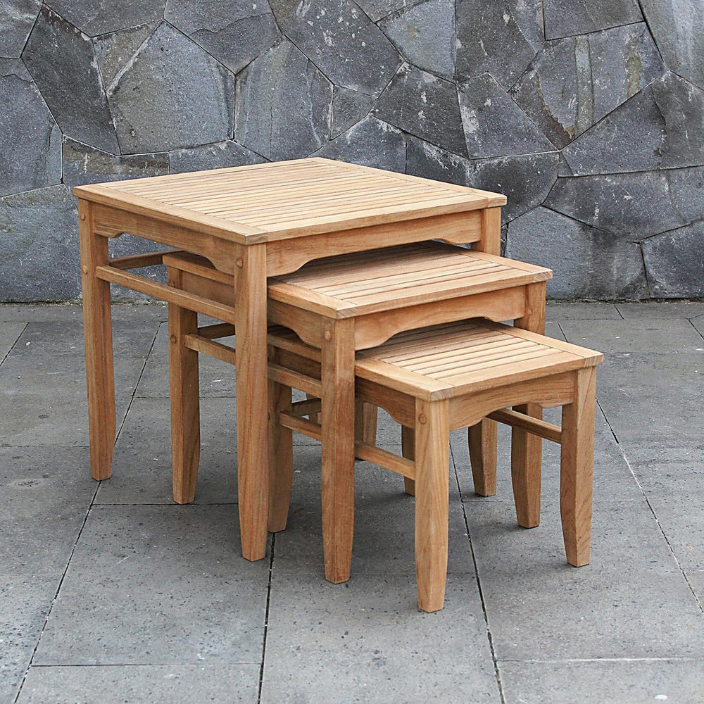 Cambridge Casual Arie Outdoor Nesting Side Tables Set of 3, Solid Indonesian ...