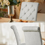 Tufted Dining Chairs Set of 2, Upholstered Parsons Dining Room Chairs, Fabric Kitchen Side Chair with Wood Legs, Floral
