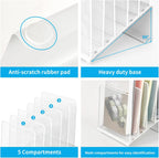 File Organizer for Desk, Desk Organizer with 5-Section Vertical File Rack, File Folder Organizer, Desk Accessories & Workspace Organizers(White)