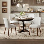 Dining Chairs Set of 4, Upholstered Dining Room Chair with Wood Legs, High-Back Padded Kitchen Chairs for Dining Room/Restaurant/Cafe, Light Grey