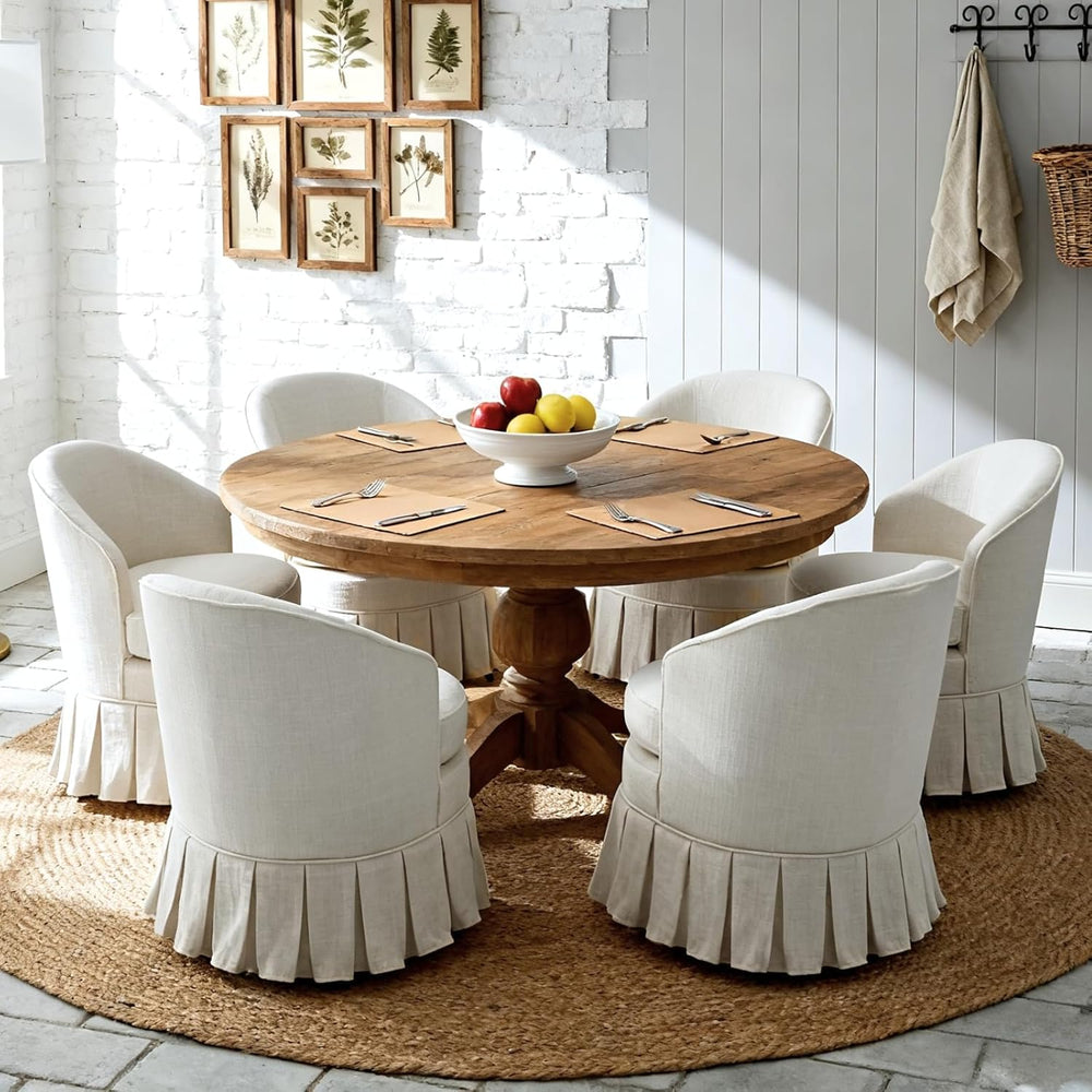 chairus Upholstered Dining Chairs Set of 2, Linen Barrel Dining Room Chairs w...