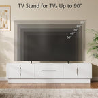 94.5" Wide Modern TV Stands for Living Room, Entertainment Center with Storage Cabinets and Drawers,Wooden TV Console with Groove Handle,Media Console for Bedroom,Dining Room,White