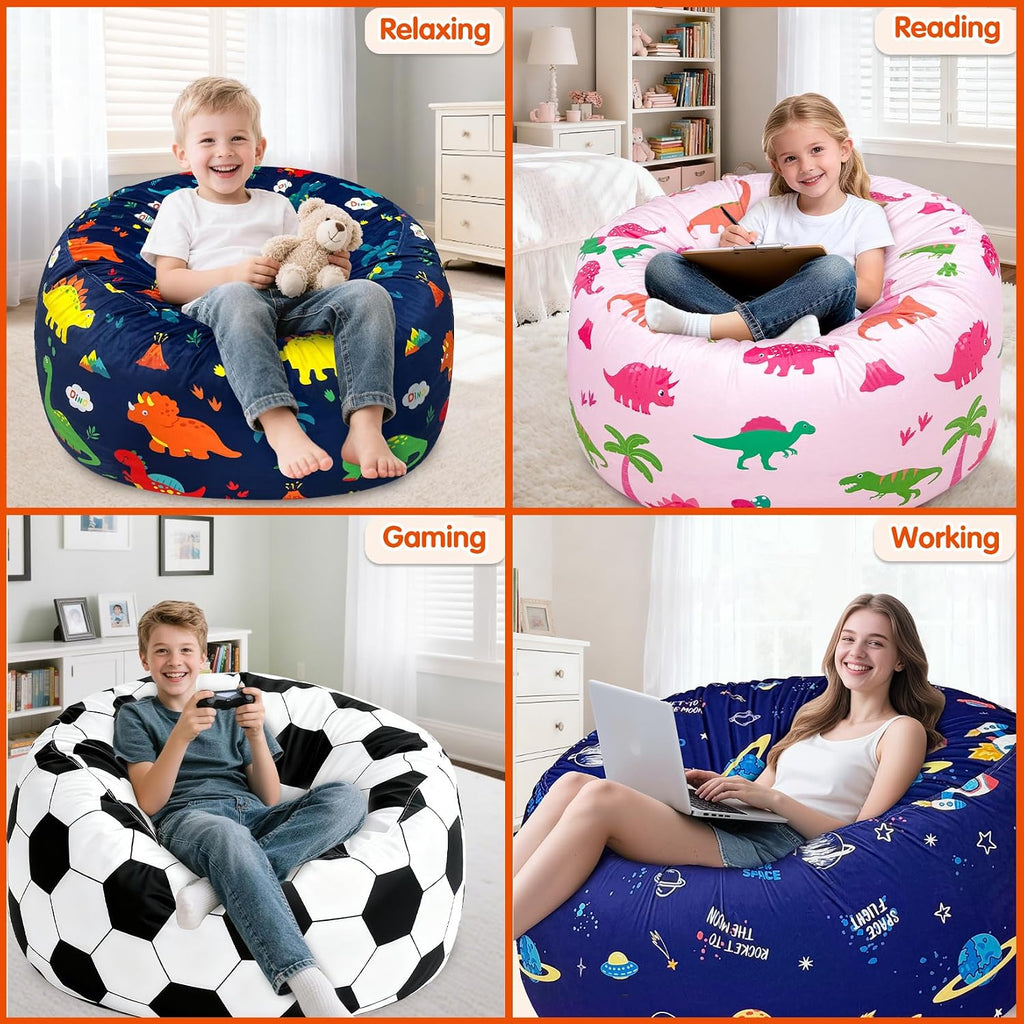 2.5 Ft Space Bean Bag Chair for Kids with Memory Foam Filling, Bean Bag Chair with Soft Velvet Cover, Sofa Couch for Living Room, Birthday Gift for Boys Girls, X-Large