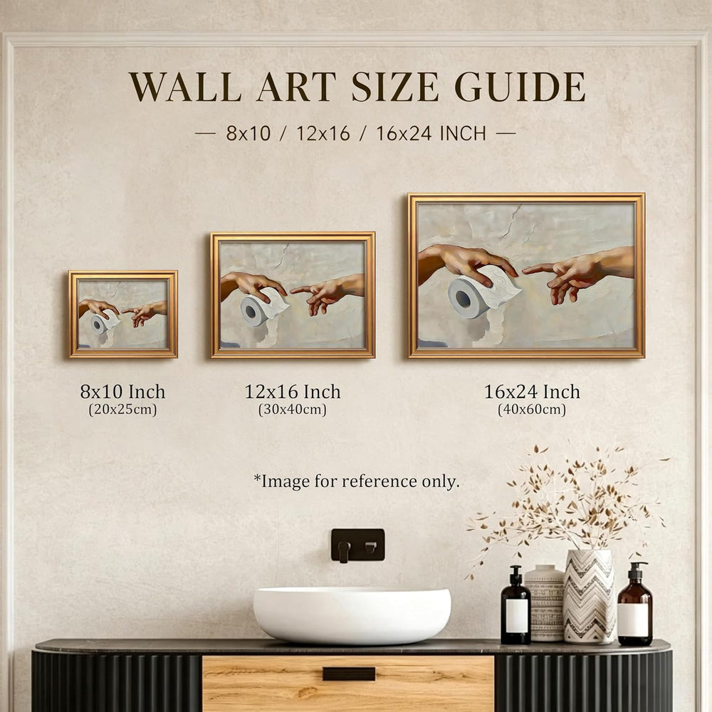 Gold Framed Funny Bathroom Canvas Wall Art, Humorous Toilet Paper Poster Pain...