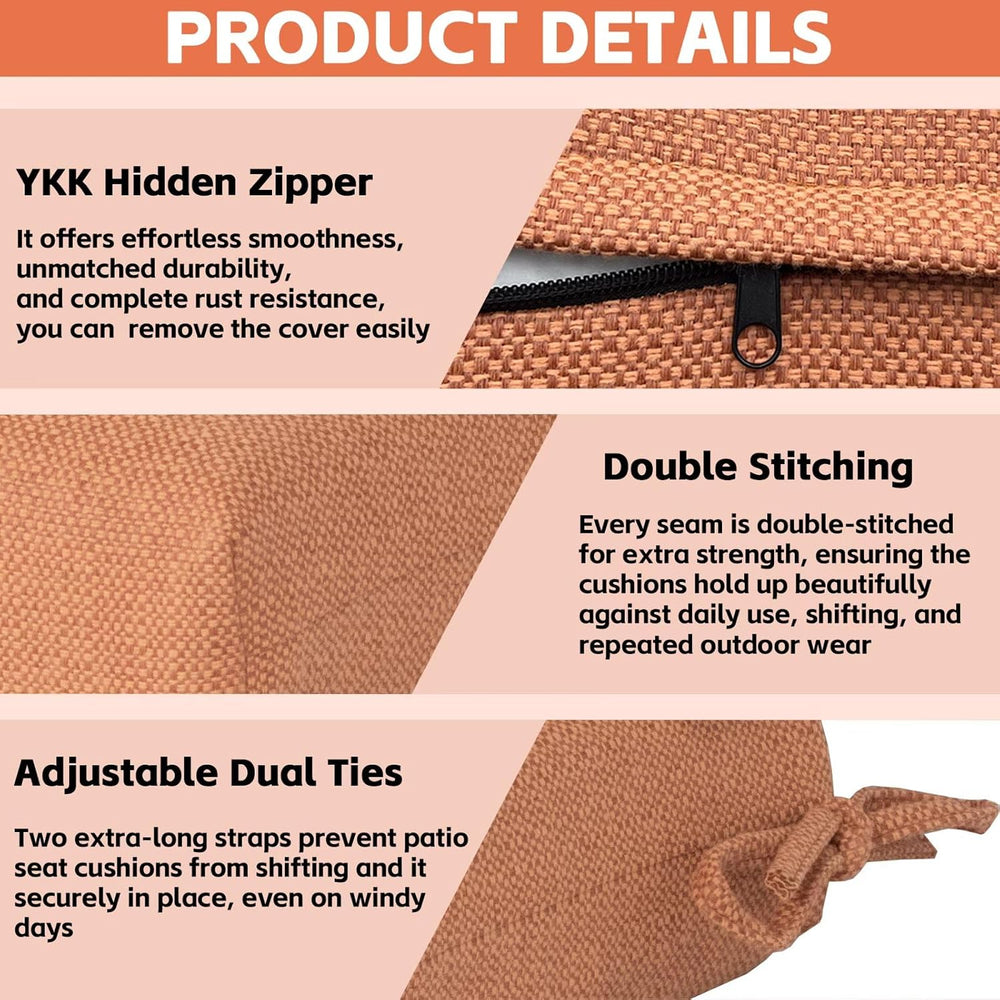 Outdoor Deep Seat Cushions Set of 2, 20x20 Inch, Tangerine