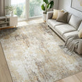 Washable Area Rugs 6'x9' Non-Slip Modern Abstract Soft for Living Room Entryway Bedroom Nursery, Print Pattern, Neutral Brown Gray