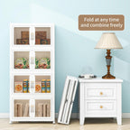 Large Clear Stackable Storage Bins with Lids, Foldable Storage Cabinet for Closet Organizers and Storage, Plastic Storage Box with Wheels 180 QT