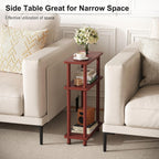 Apicizon 3 Tier End Table, Narrow Side Table with Storage Shelf, Bedroom, Living Room, Entryway, Farmhouse, Dark Brown