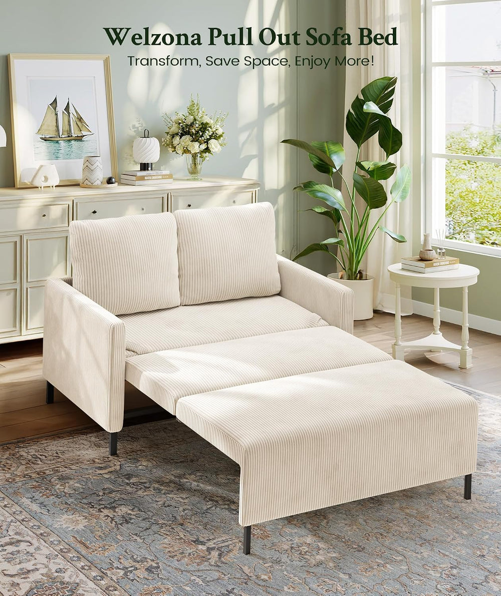 Welzona Loveseat Sleeper Sofa 47", Convertible Sofa Bed, Corduroy Love s...
