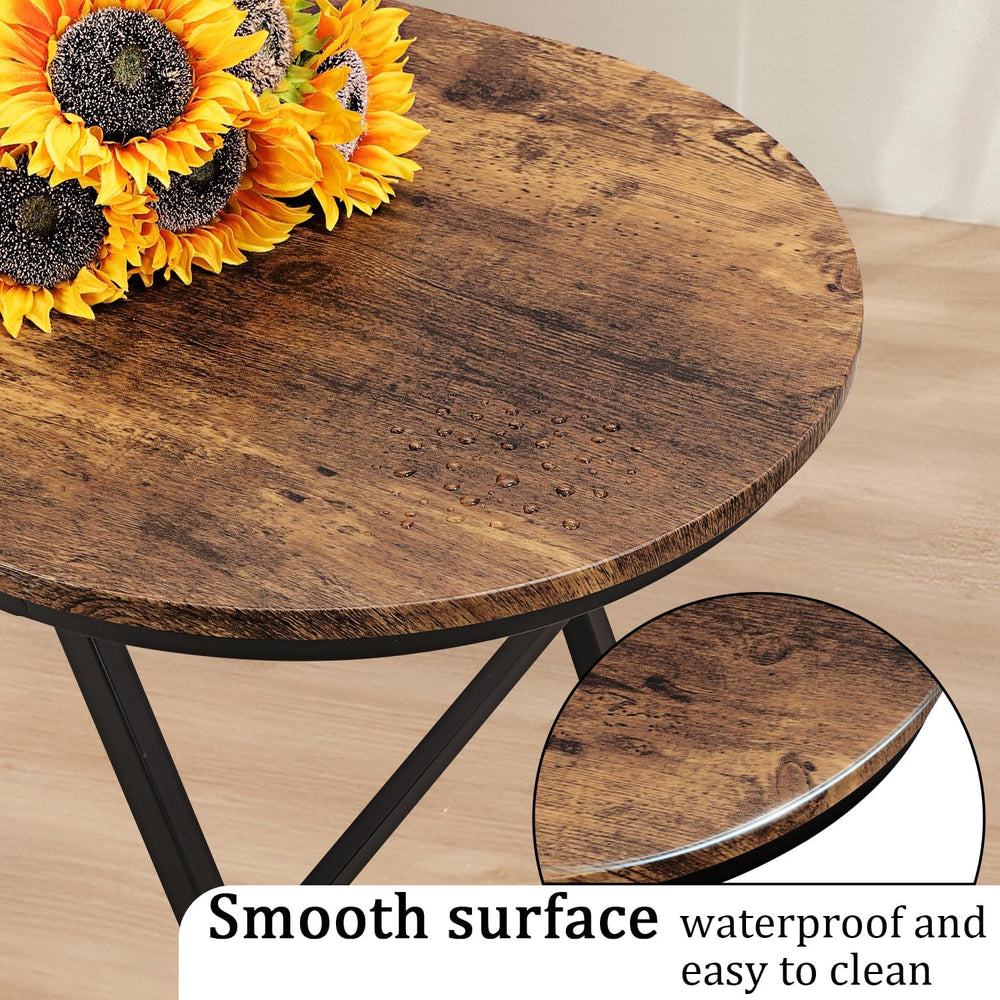 Folding Coffee Table for Living Room Industrial Brown Small Low Table Wooden ...