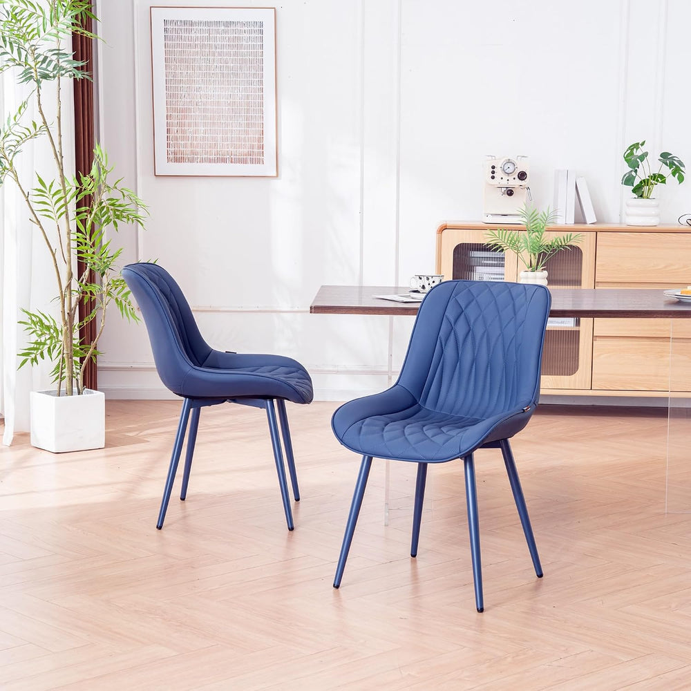 YOUNIKE Faux Leather Dining Chairs Set of 2 Mid-Century Modern High Padded Ba...